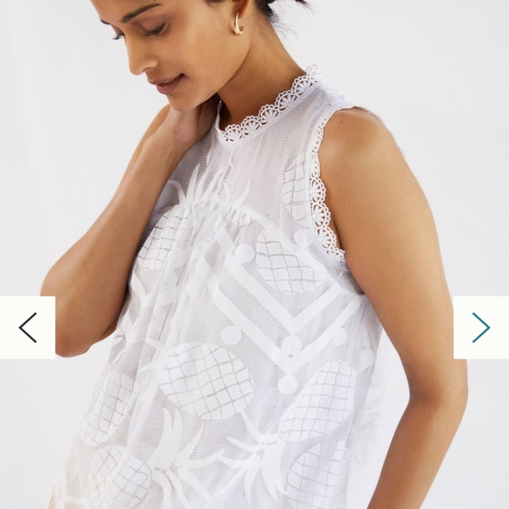 Anthropologie Maeve lace pineapple top new white - Picture 6 of 8